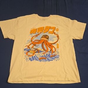 Threadless Cream and Orange Graphic Swim Tee